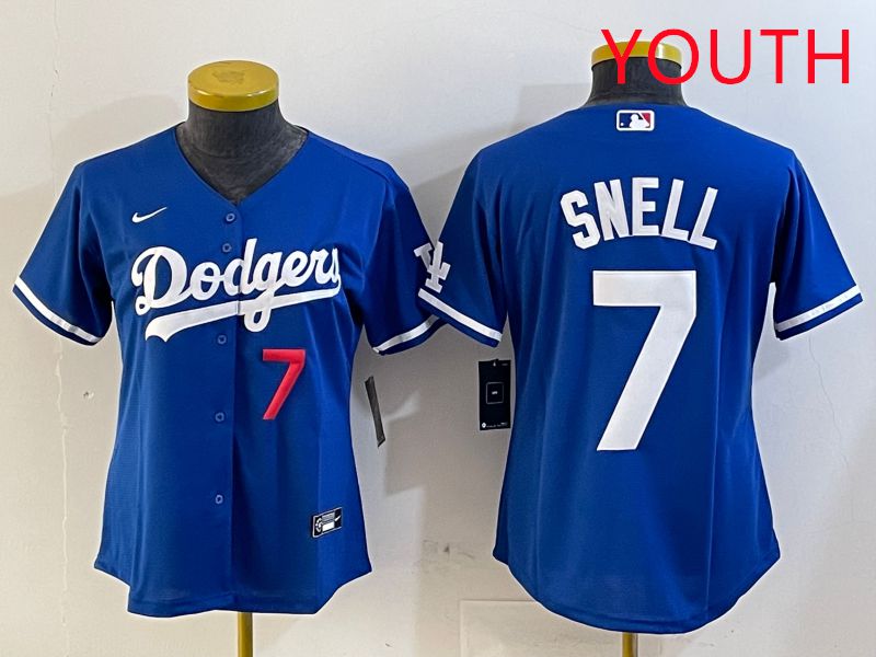 Youth Los Angeles Dodgers #7 Snell Blue Game 2025 Nike MLB Jersey style 8